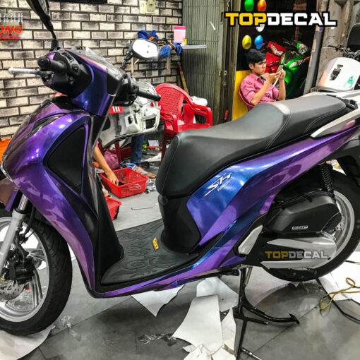 Decal xe SH màu đen ánh tím