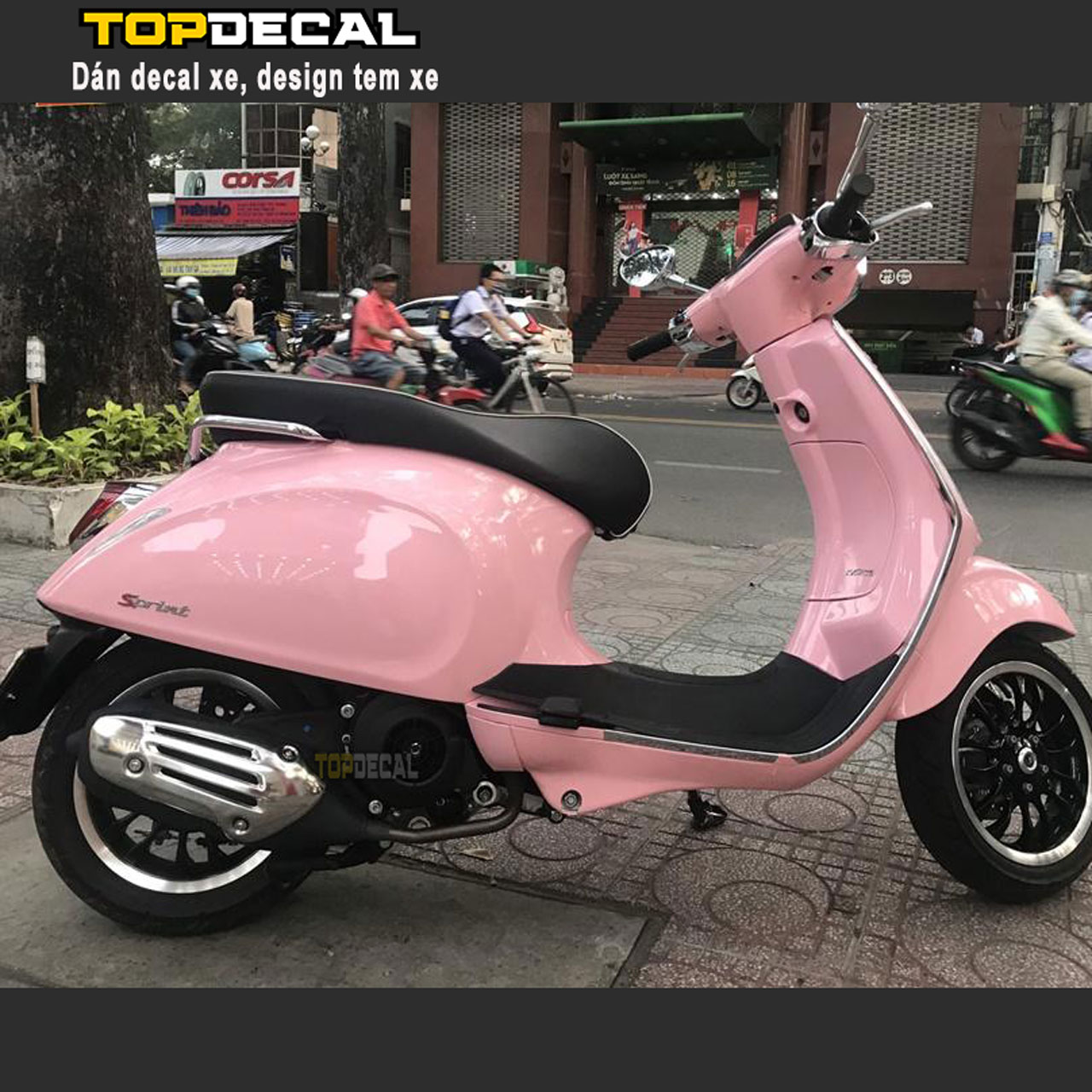 dán decal xe vespa