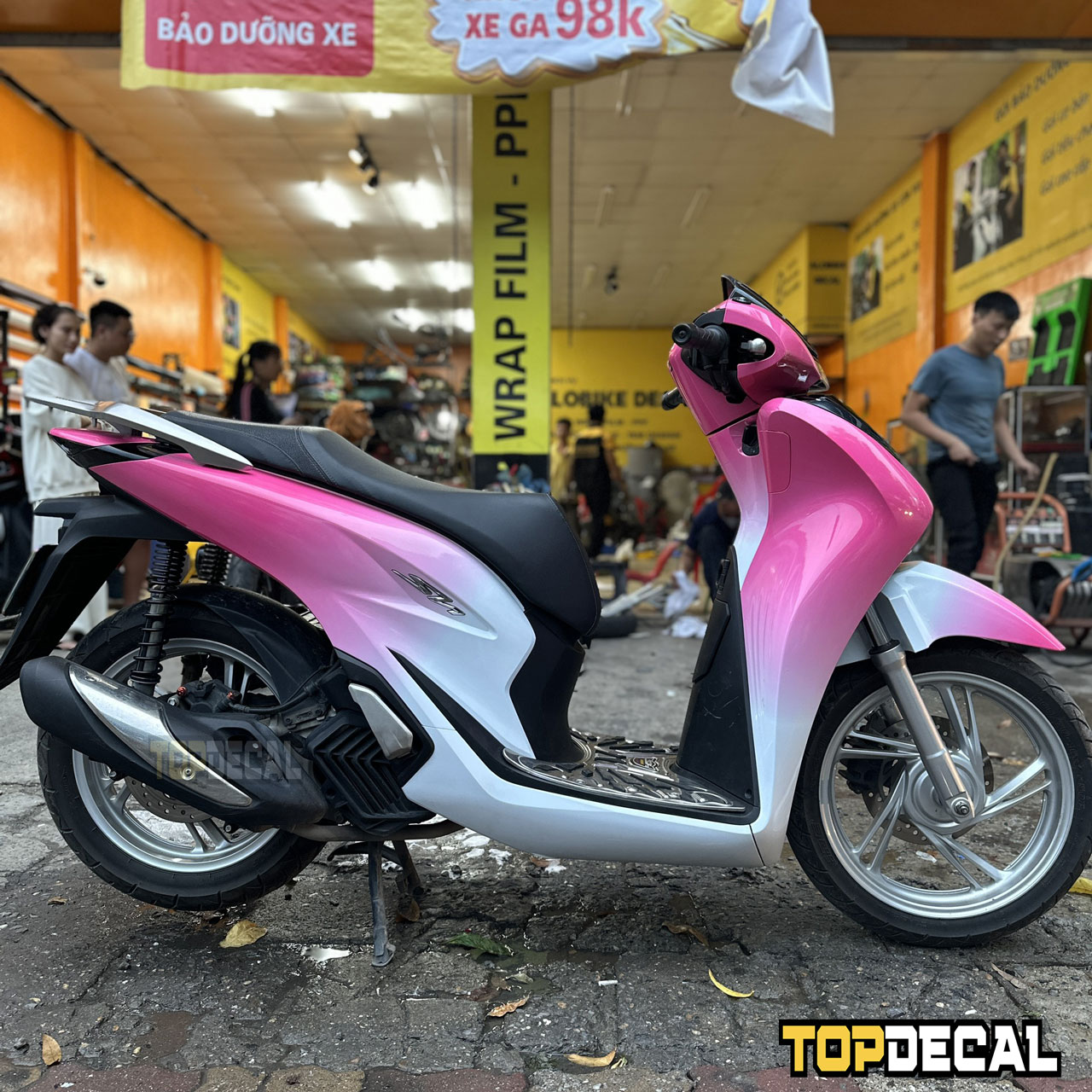 dán decal Sh trắng Ombre hồng đẹp