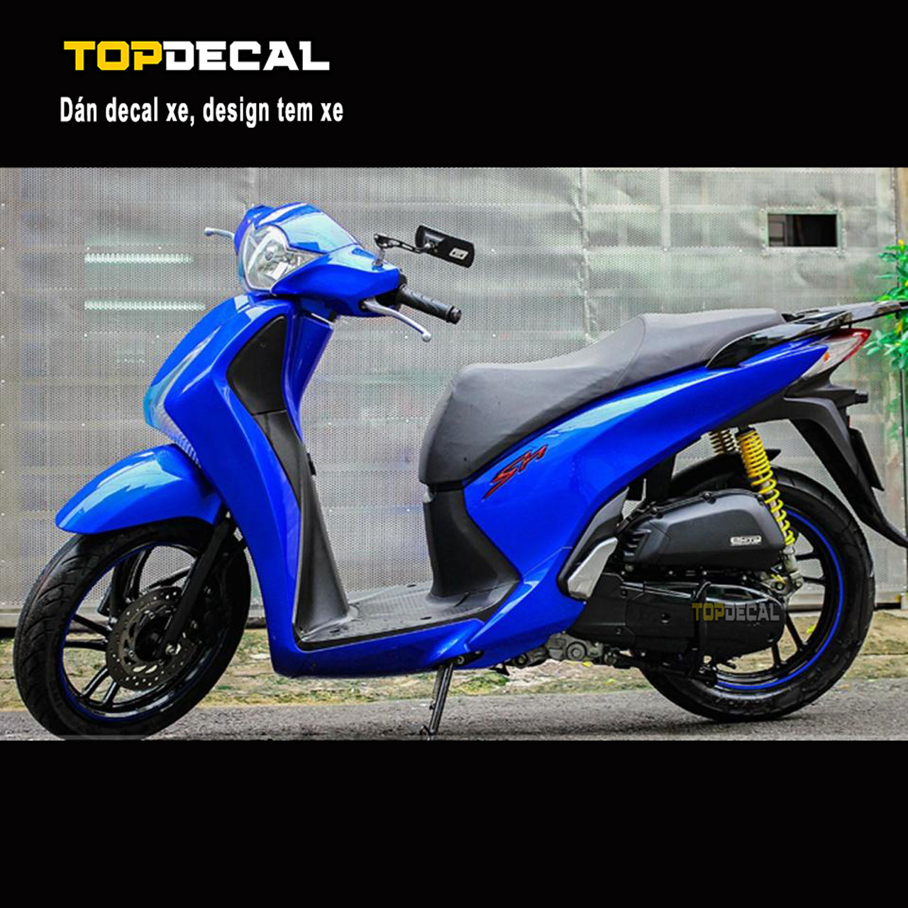 dán xe sh màu xanh