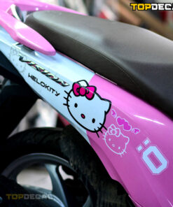 Dán xe Vision màu hồng tem Hello Kitty