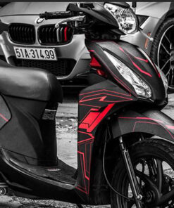 decal xe Vision đen tem chỉ đỏ