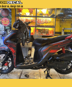 dán decal Vision đen tem chỉ đỏ
