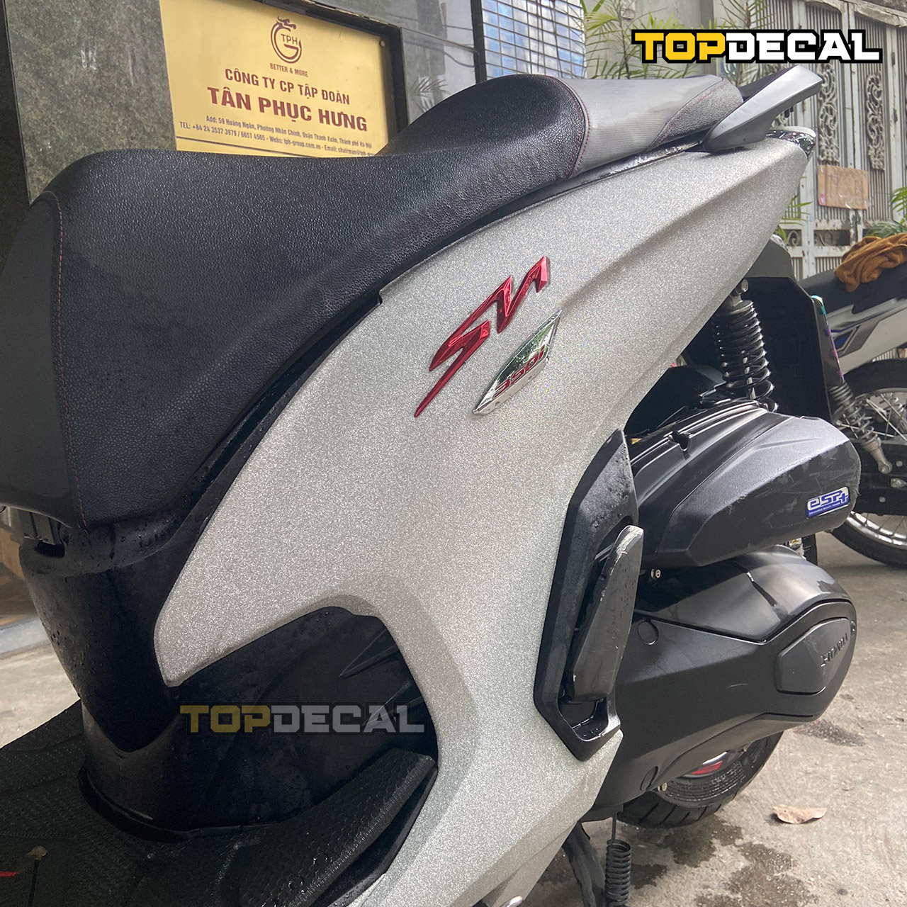 dán xe sh 350i màu nhũ trắng lấp lánh