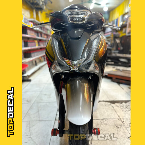 dán xe sh màu ombre đen bạc chất liệu decal 3 lớp