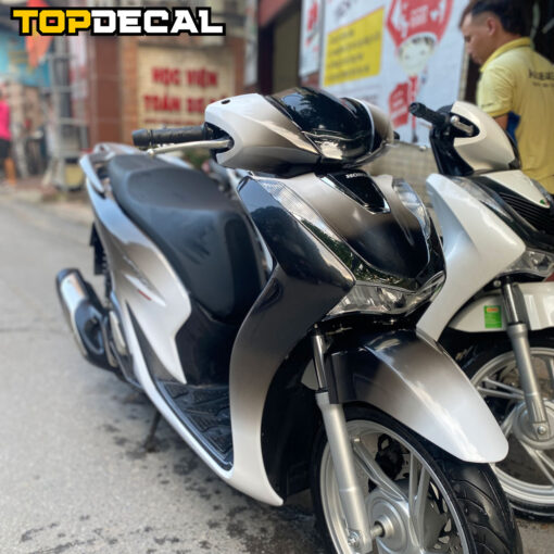 Dán xe Sh màu Ombre trắng đen - Ảnh 4
