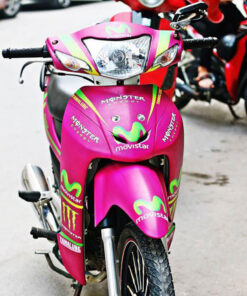 Dán xe Wave màu hồng phối tem