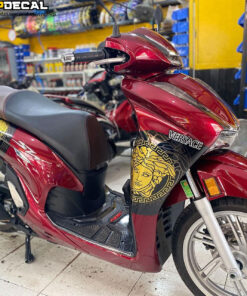 dán xe sh màu đỏ họa tiết versace màu vàng kim