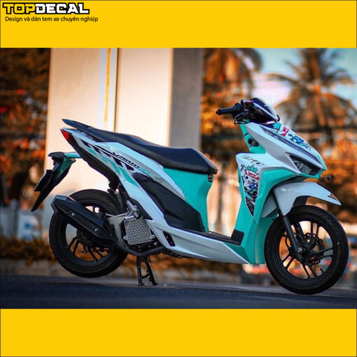 dán xe vario racing màu trắng