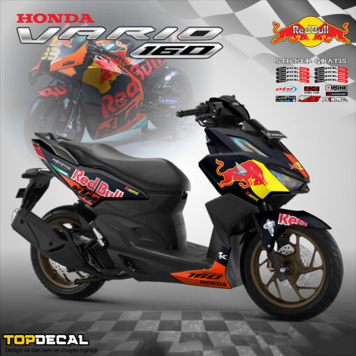 dán xe vario màu đen họa tiết redbull