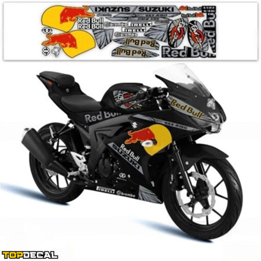dán tem xe moto họa tiết redbull
