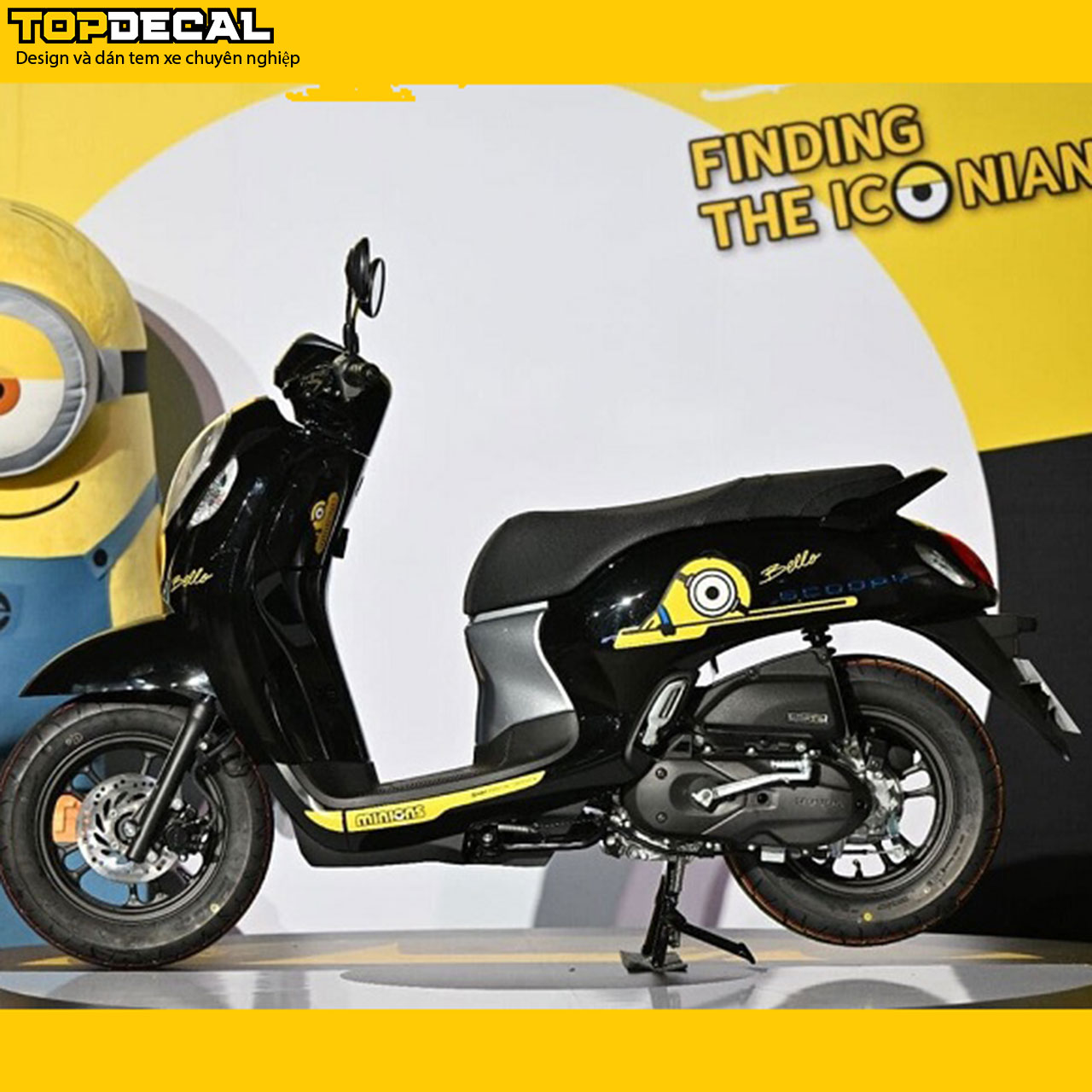 dán decal xe scoopy minion siêu cute