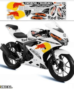 dán tem xe moto màu trắng họa tiết redbull