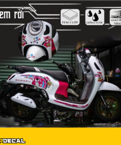 dán decal xe scoopy gấu dâu đáng yêu
